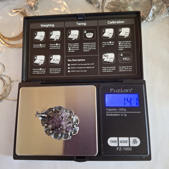 30" Milor Italy 925 Sterling Silver Chain 8.8 grams Unique Amethyst Chip Druzy - Picture 10 of 11